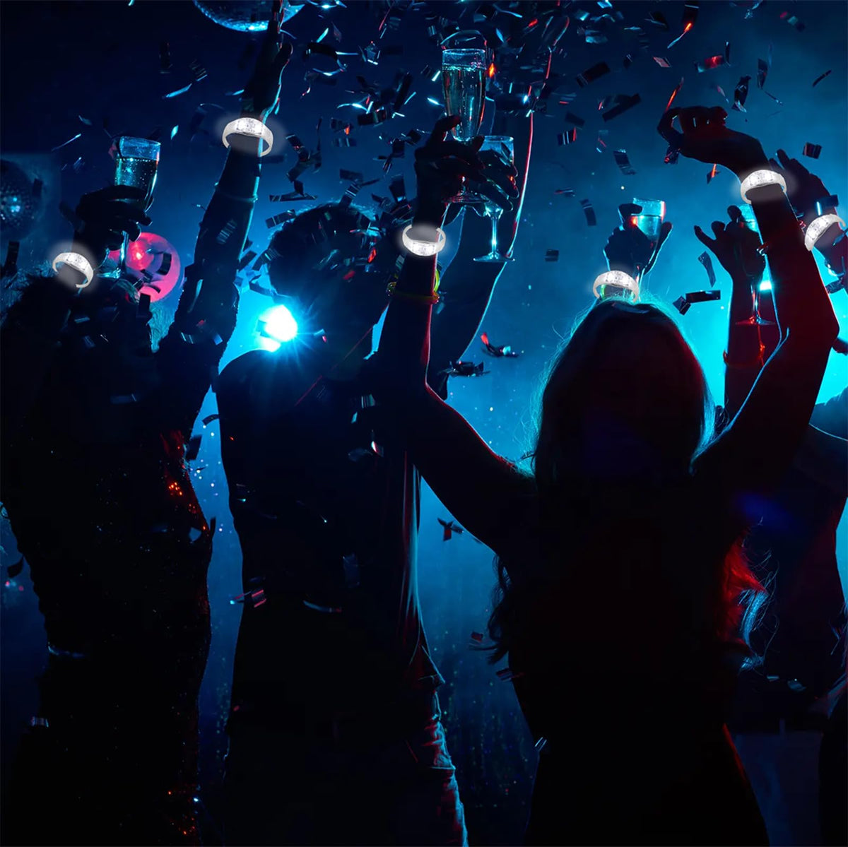 Dhseinat carnival and rave LED bracelets light up the night.