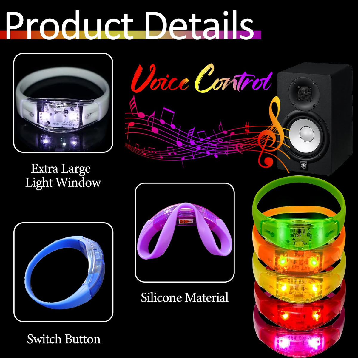 Dhseinat glow bracelets worn on wrist for synchronized light show at events
