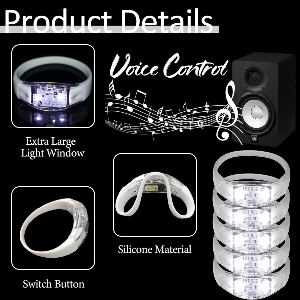 Dhseinat LED glow bracelets with music-sync visuals for live performances.