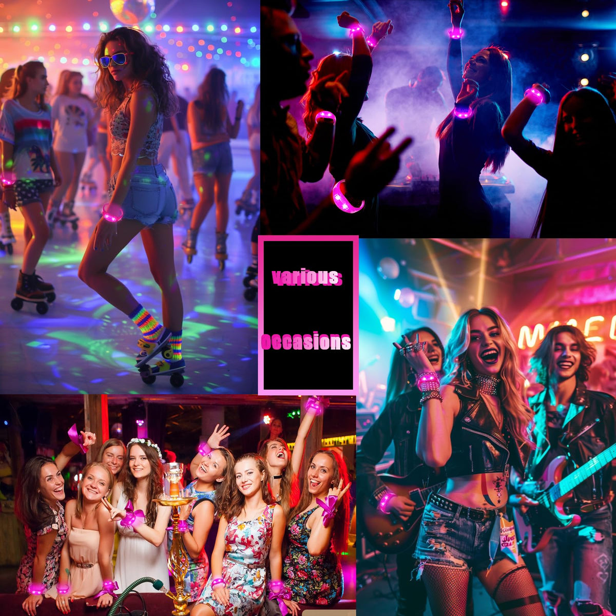 Dhseinat glow bracelets designed for night events and celebrations.