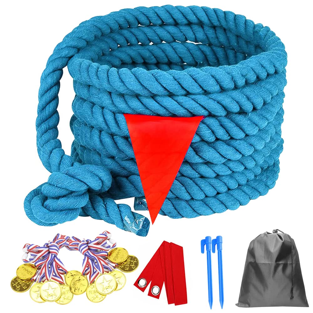 DHXGON 60ft Tug of War Rope with soft cotton texture for safe grip