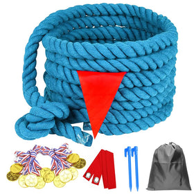 DHXGON 60ft Tug of War Rope with soft cotton texture for safe grip