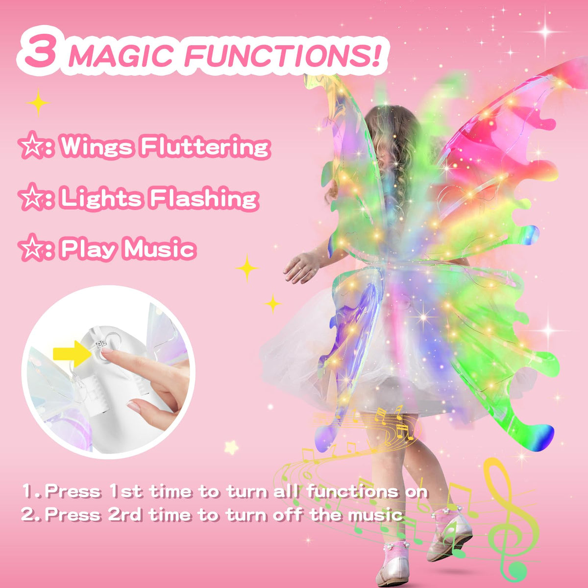 Diakud butterfly wings LED multicolor create eye-catching visuals for imaginative stories.