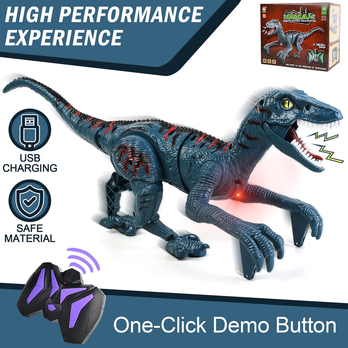 DibyAgl Velociraptor safety-tested ABS material is odorless and kid-friendly.