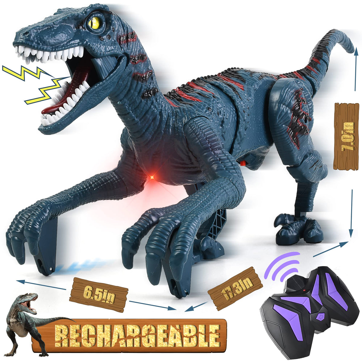 DibyAgl Velociraptor walks and roars with durable ABS for robust play.