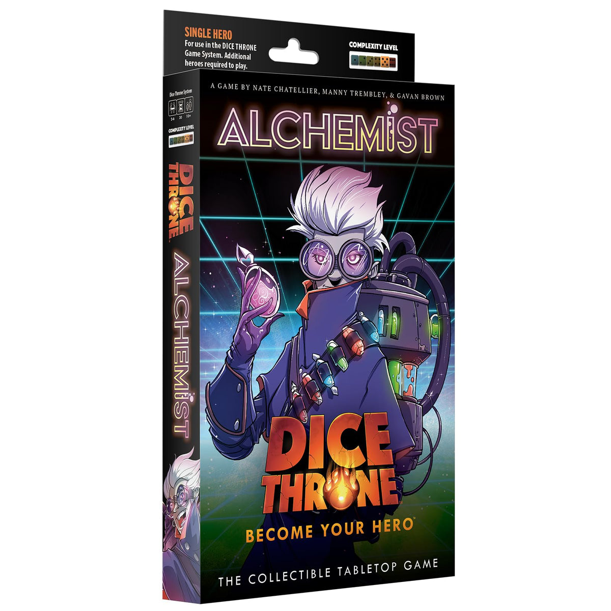 Dice Throne Alchemist Hero Pack dice showcase for strategic combat.