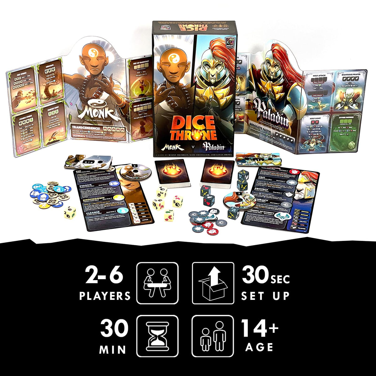 Dice Throne Box Game featuring Treant and Ninja for thematic battles.