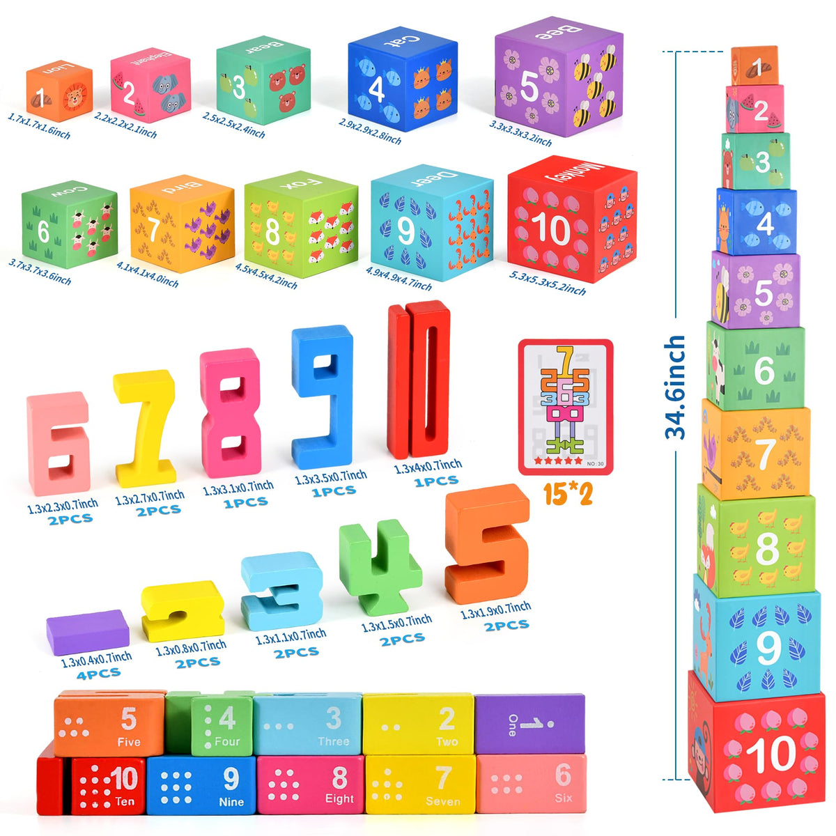DICROON digital number blocks 1-10 support early math exploration.