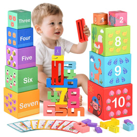 DICROON gift-ready wooden blocks set suitable for birthdays.