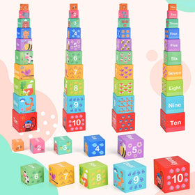 DICROON Montessori-inspired wooden blocks foster hands-on learning.