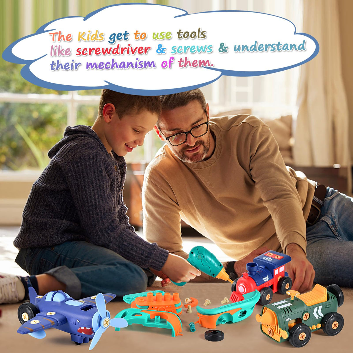 DICROON take-apart car motor drill kit enables interactive building