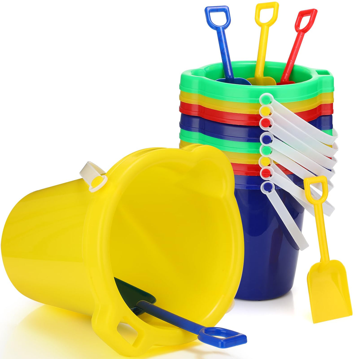 Didaey beach buckets 12-set pack in vibrant colors for colorful sand play.
