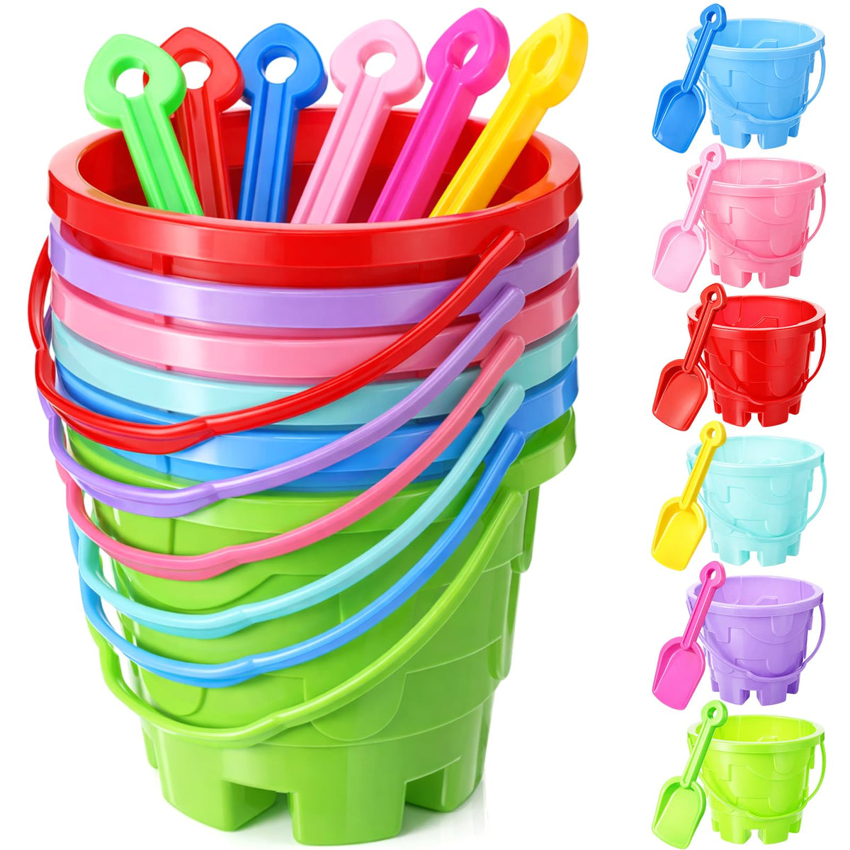 Didaey blue beach bucket with castle design for imaginative sand play