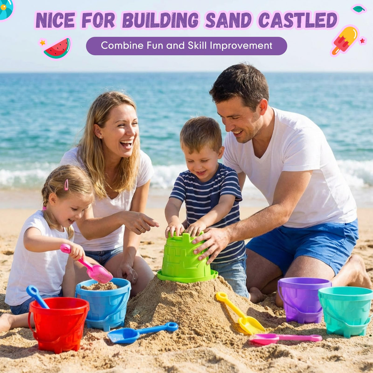 Didaey purple beach bucket with castle design invites colorful sand stories