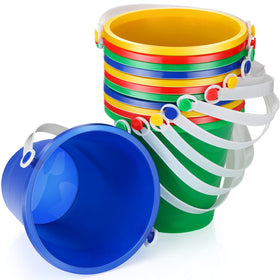 Didaey 12-piece beach pails set in yellow, red, green, blue for sandbox play