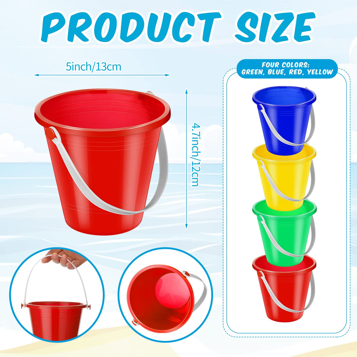 Didaey sand bucket with ergonomic handles supports comfortable grip.