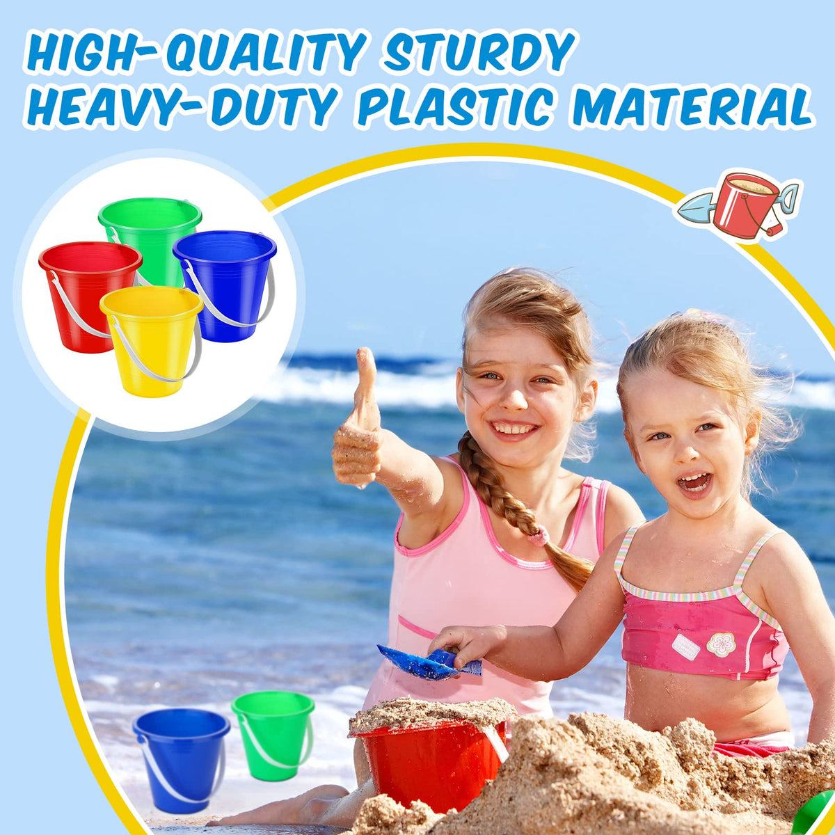 Didaey yellow sand bucket with handle for easy carrying and outdoor fun