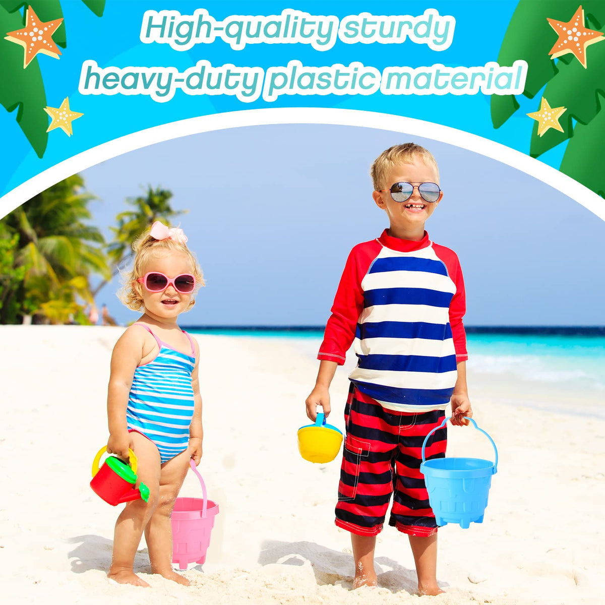 Didaey shovel set enables easy digging and sand transfer.