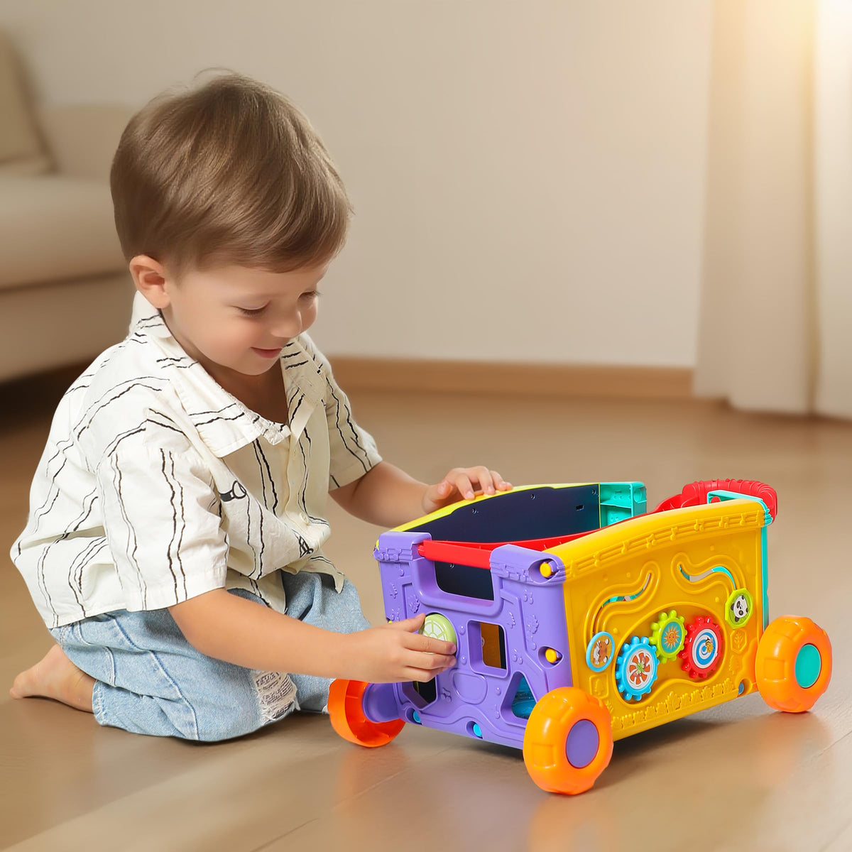 Didklom portable wagon with storage keeps toys organized across rooms.