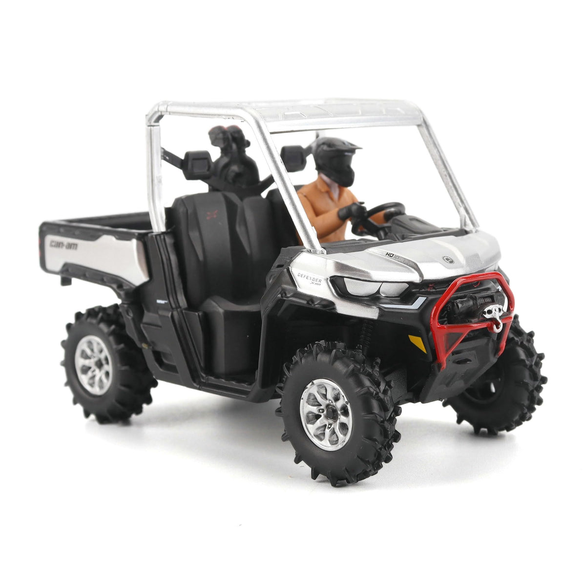 Diecast Masters Can-Am Defender X MR Silver rear view reveals molded interior and contours.