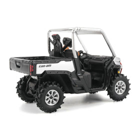 Diecast Masters Can-Am Defender X MR Silver suspension detail demonstrates engineering precision.