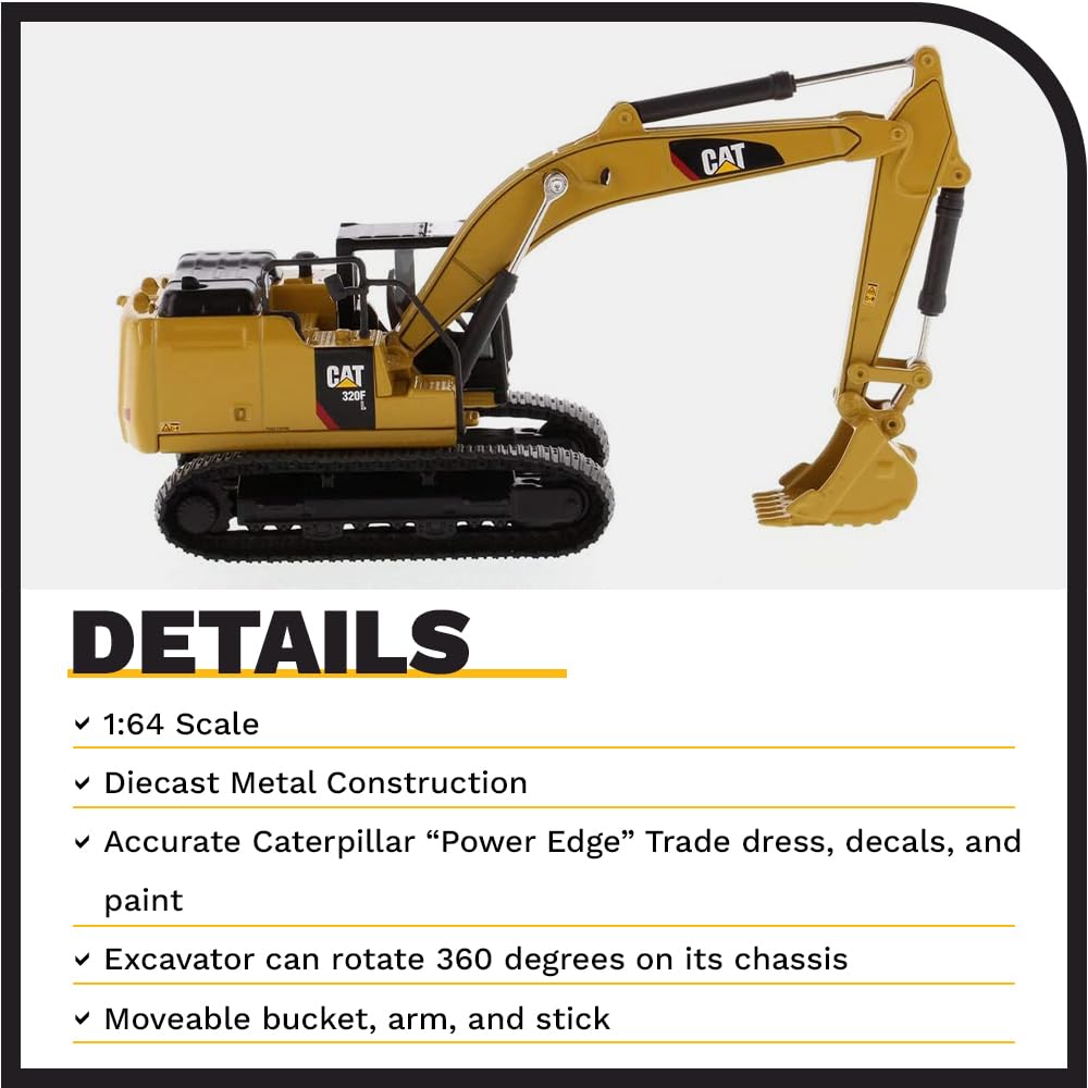 Diecast Masters Caterpillar 320F L excavator boom-arm joint detail for posing