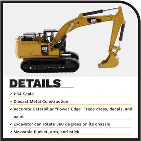 Diecast Masters Caterpillar 320F L excavator boom-arm joint detail for posing