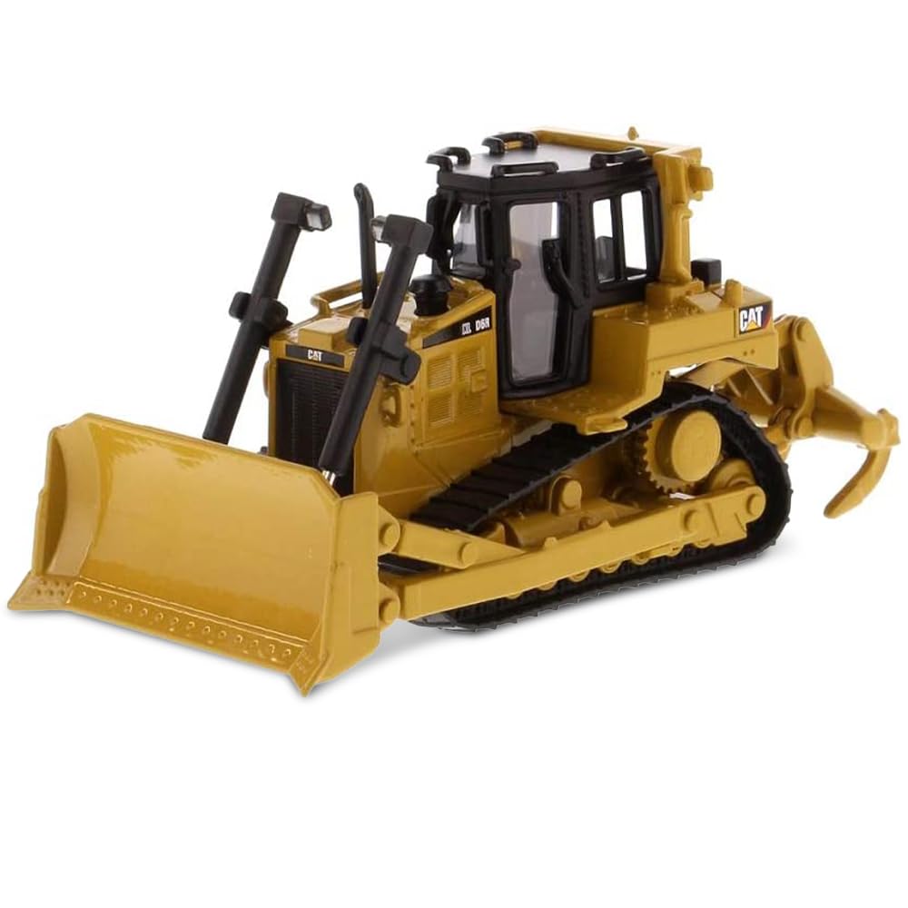 Diecast Masters Caterpillar D6R XL bulldozer front view shows detailed cab for authentic display.