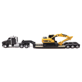 Diecast Masters lowboy trailer with rolling wheels for authentic HO layouts