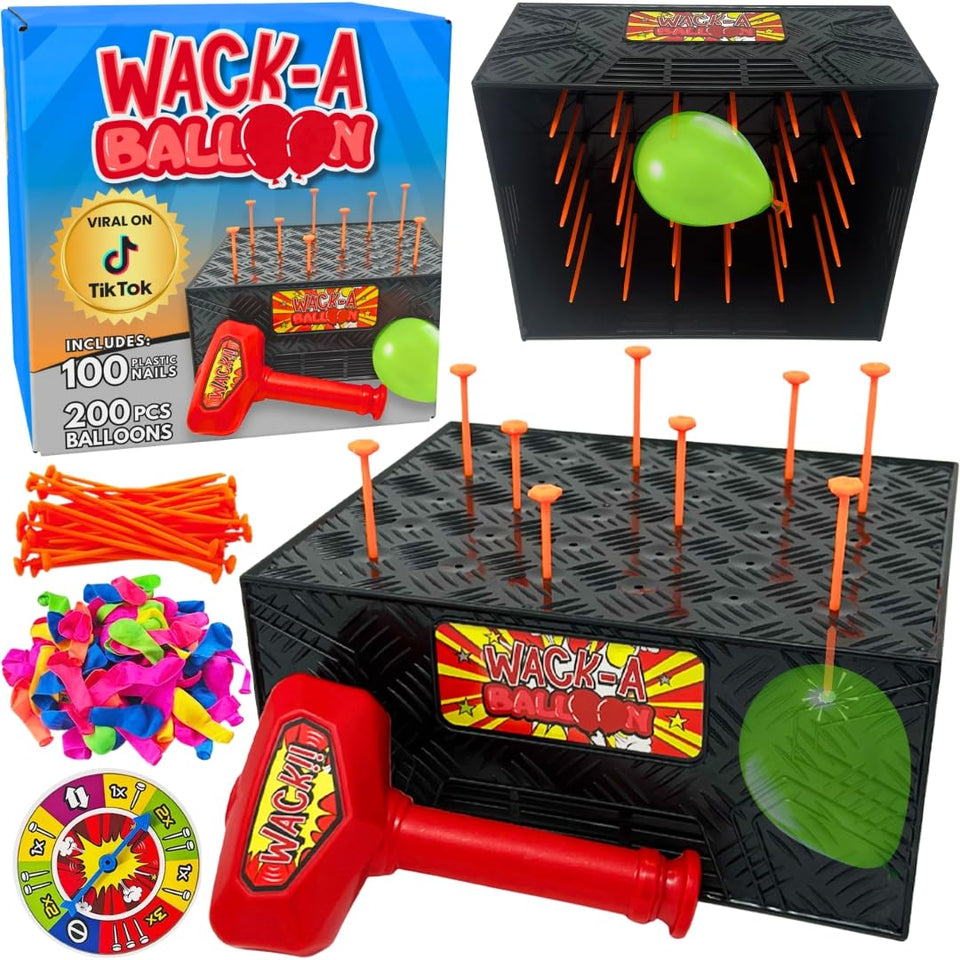 DiFFY TOYS AND GAMES Wack A Balloon box front shows complete party game setup for family nights