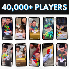 Diffy Toys Stack Attack players at table capturing fast rounds and teamwork