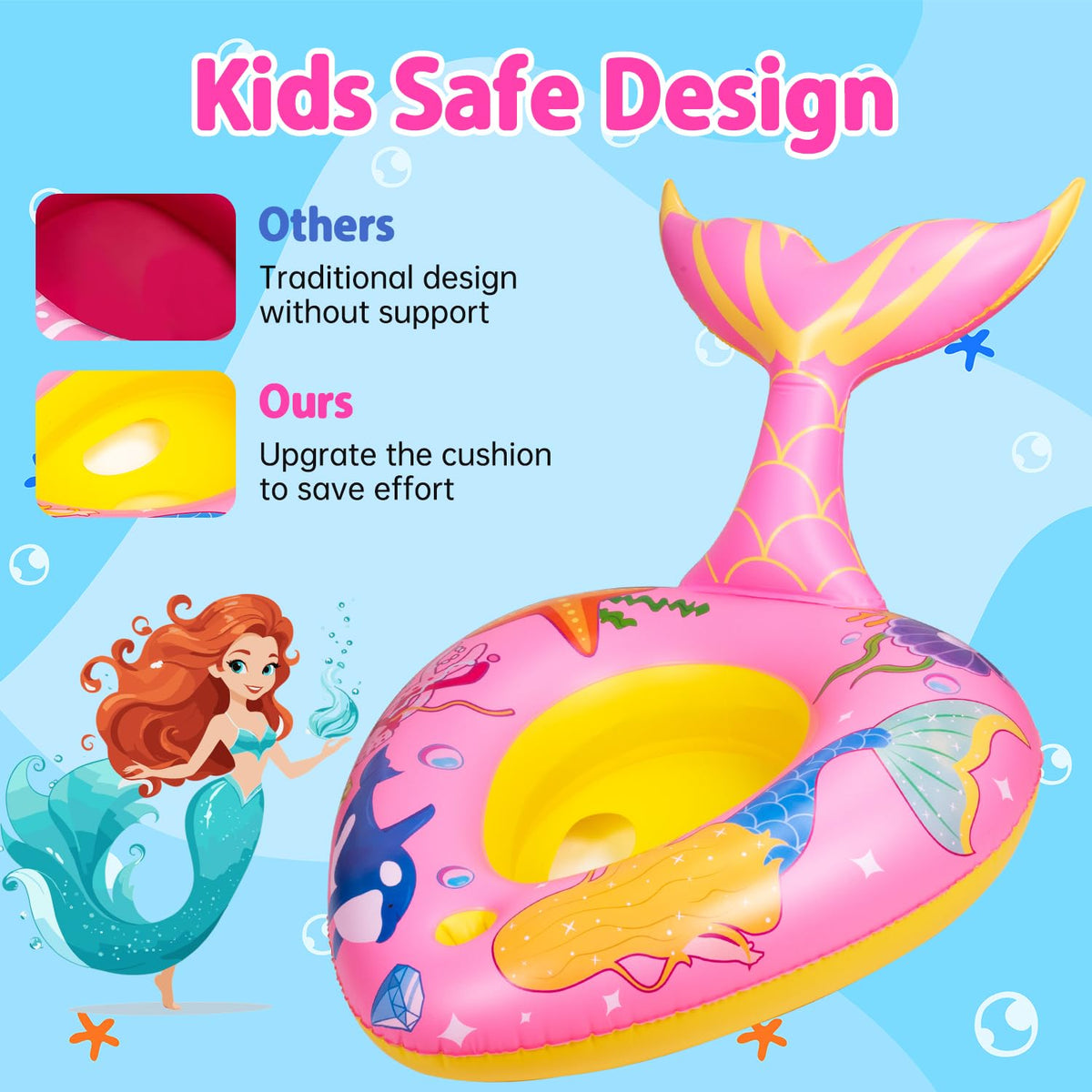 DIFOLA durable, BPA-free mermaid float with puncture resistance for safe summer fun