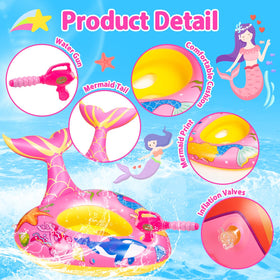 DIFOLA pink mermaid pool float features a vivid tail design for imaginative play