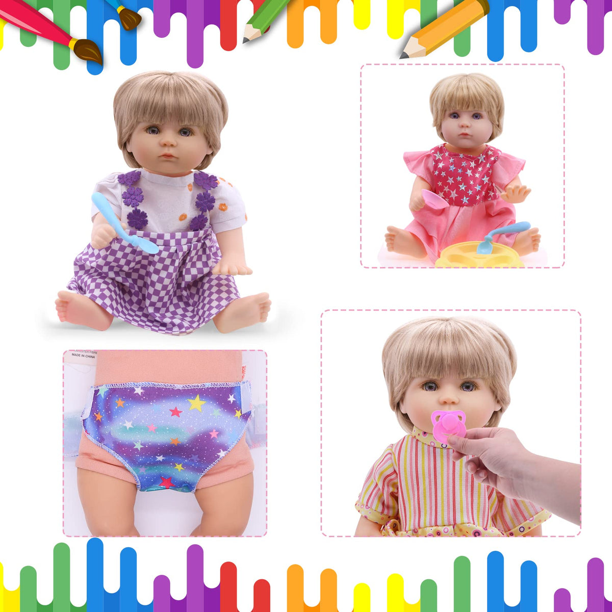Digabi dolls size 12-15 inch display, demonstrating compatible fit.