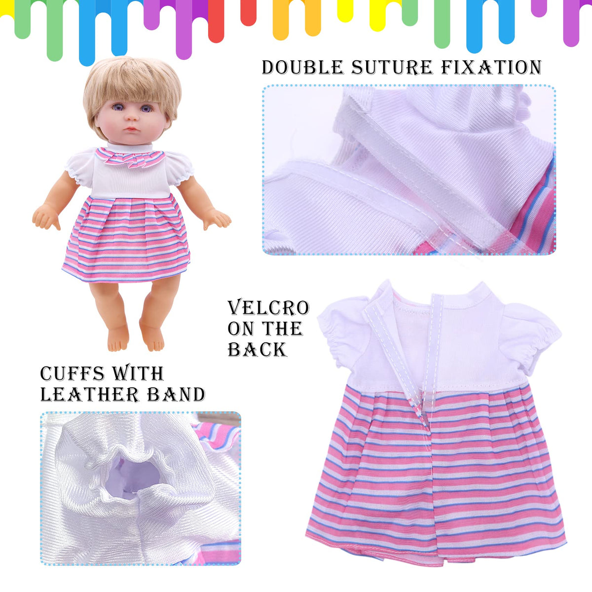 Digabi frilly dress detail front and back highlighting full coverage.
