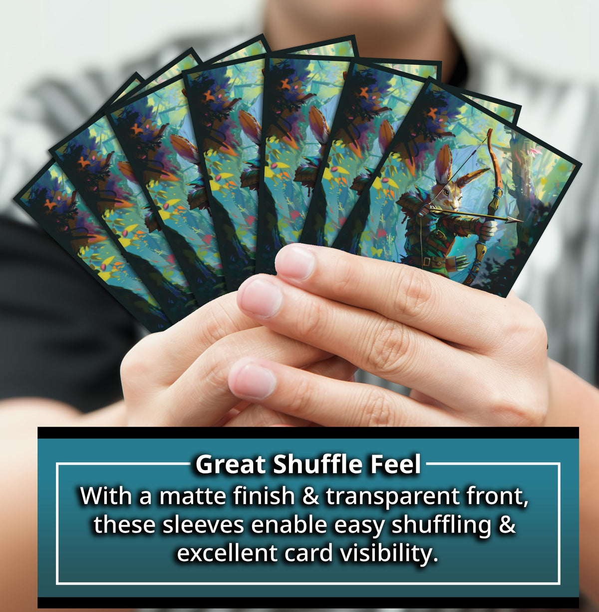 Rabbit Archer sleeves matte back for ultra-smooth shuffles and focus