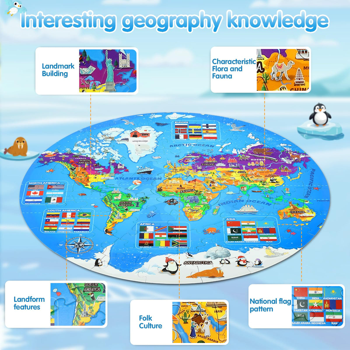 DIGOBAY colorful landforms puzzle boosts memory and spatial reasoning.
