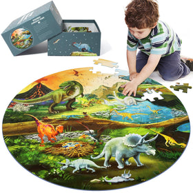 DIGOBAY floor puzzle with Tyrannosaurus round image for interactive learning.