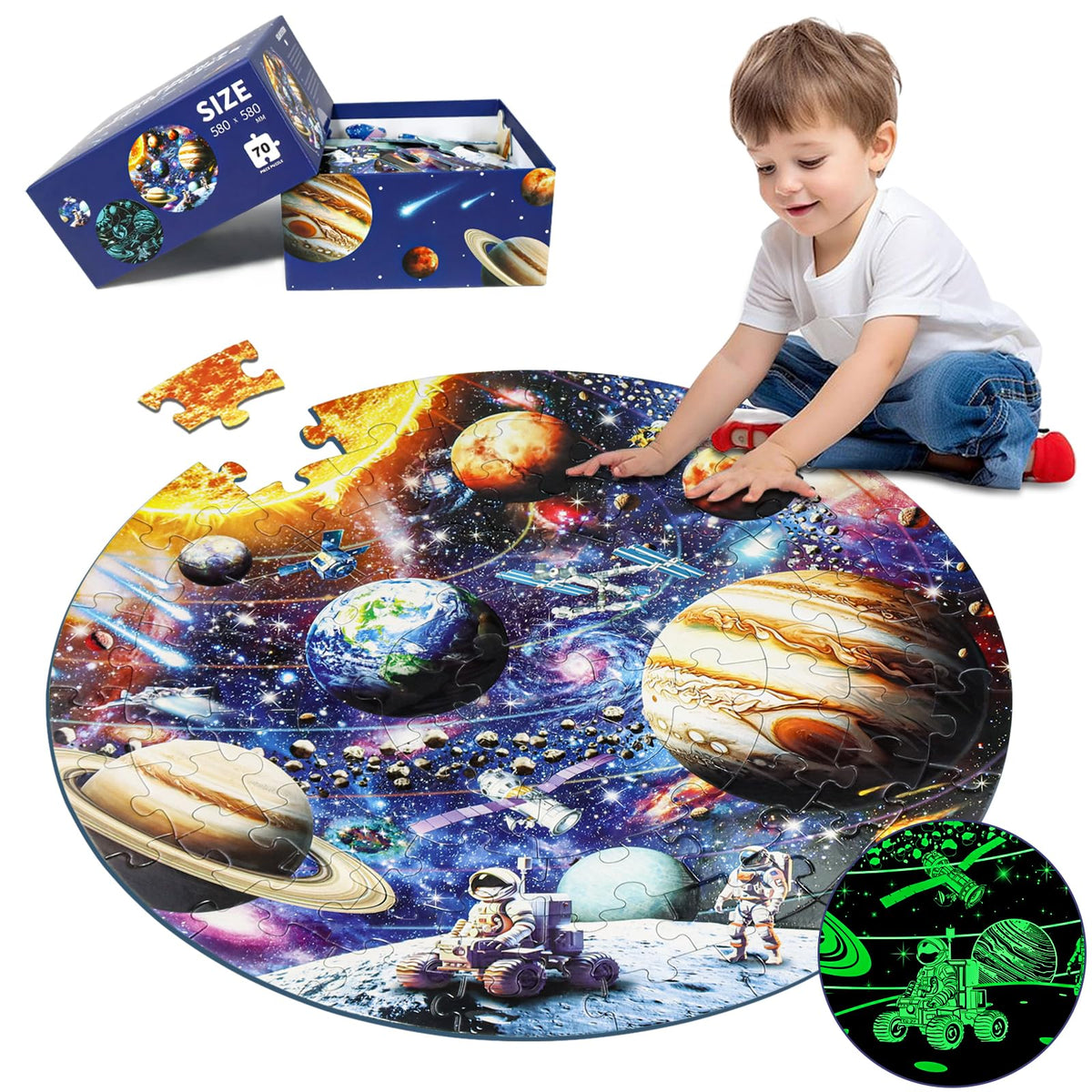 DIGOBAY glow-in-the-dark solar system puzzle with planets for curious kids.