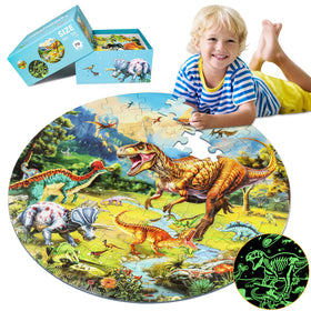 DIGOBAY glow dinosaur floor puzzle day scene encourages imaginative play