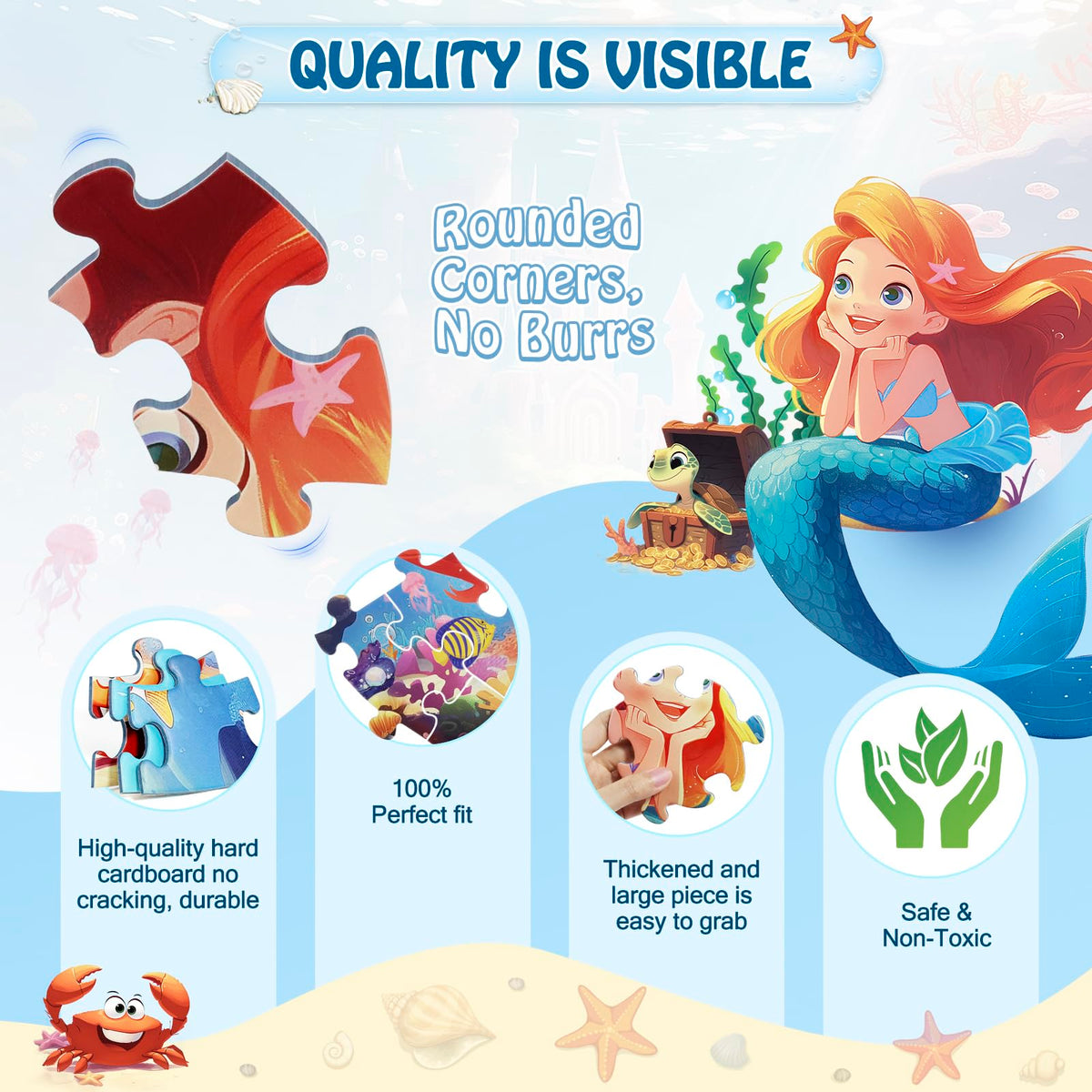 DIGOBAY mermaid puzzle piece close-up—clear cuts for easy joining.