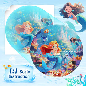 DIGOBAY mermaid puzzle poster 1to1 scale—helps kids plan and assemble accurately.