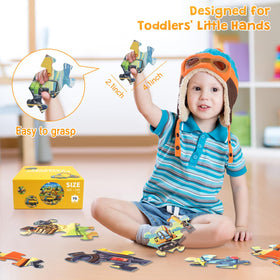 DIGOBAY round floor puzzle with dumper truck scene supporting cooperative play.