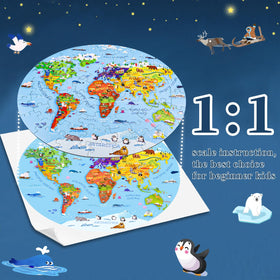 DIGOBAY world-map puzzle landmarks and animals spark geography conversations.