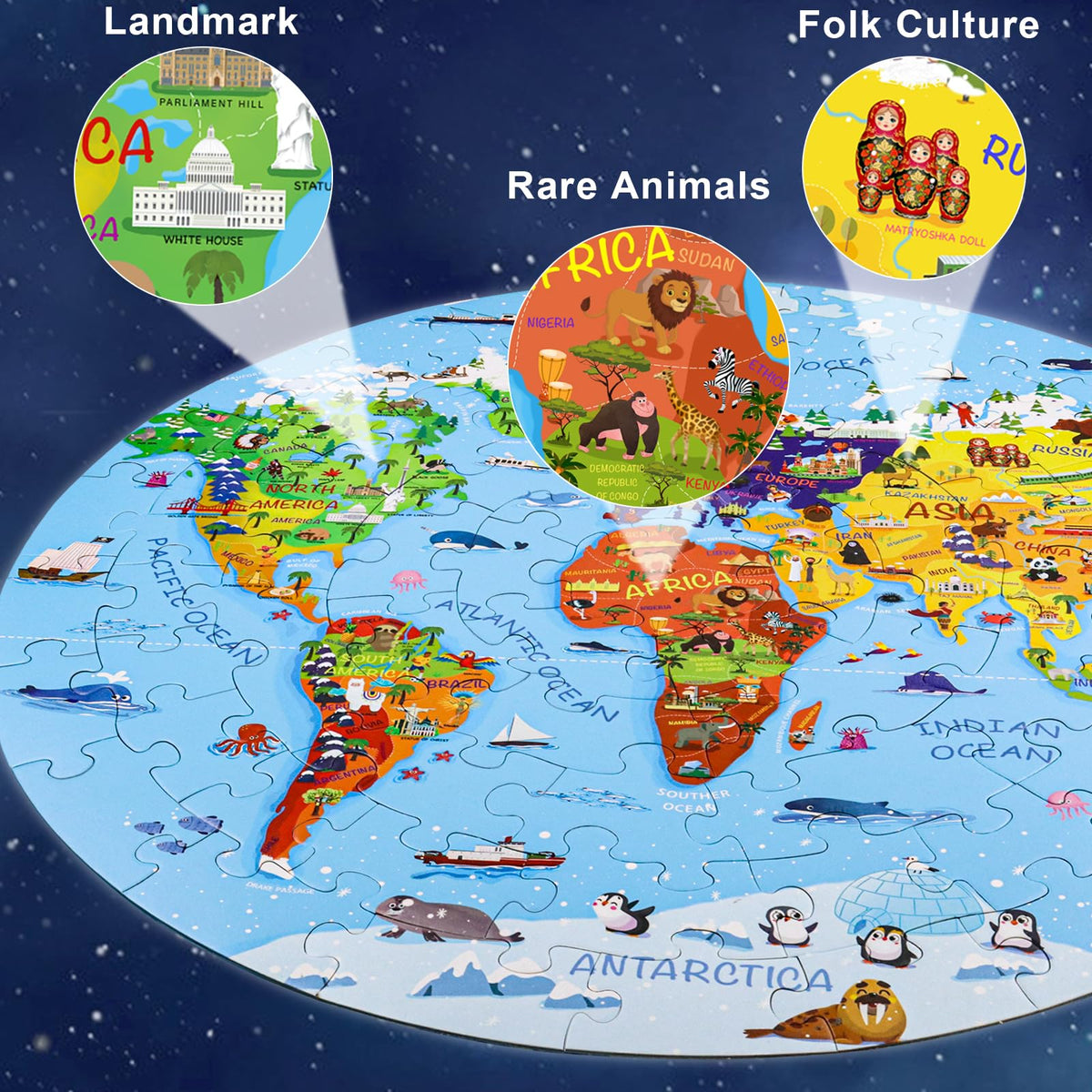 DIGOBAY world-map puzzle laser-cut edges provide safe, burr-free handling.