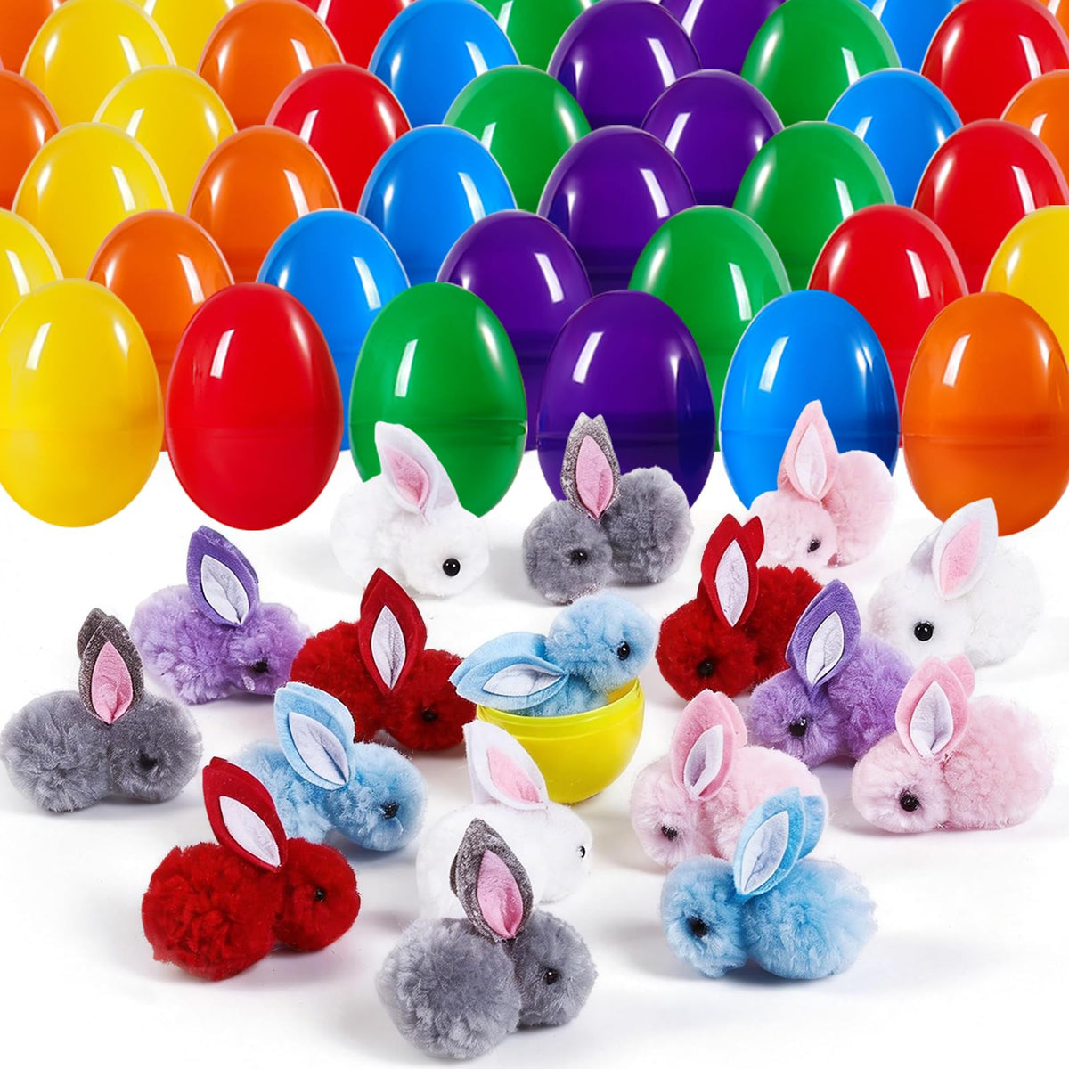 Digwry 42-pack prefilled Easter eggs with plush bunny for easy hunts