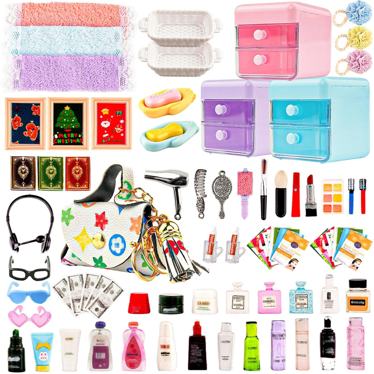 Diinokiy 87 piece dollhouse bathroom accessories for realistic play and display