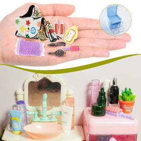 Diinokiy miniature makeup set lets kids enhance doll faces with pretend cosmetics