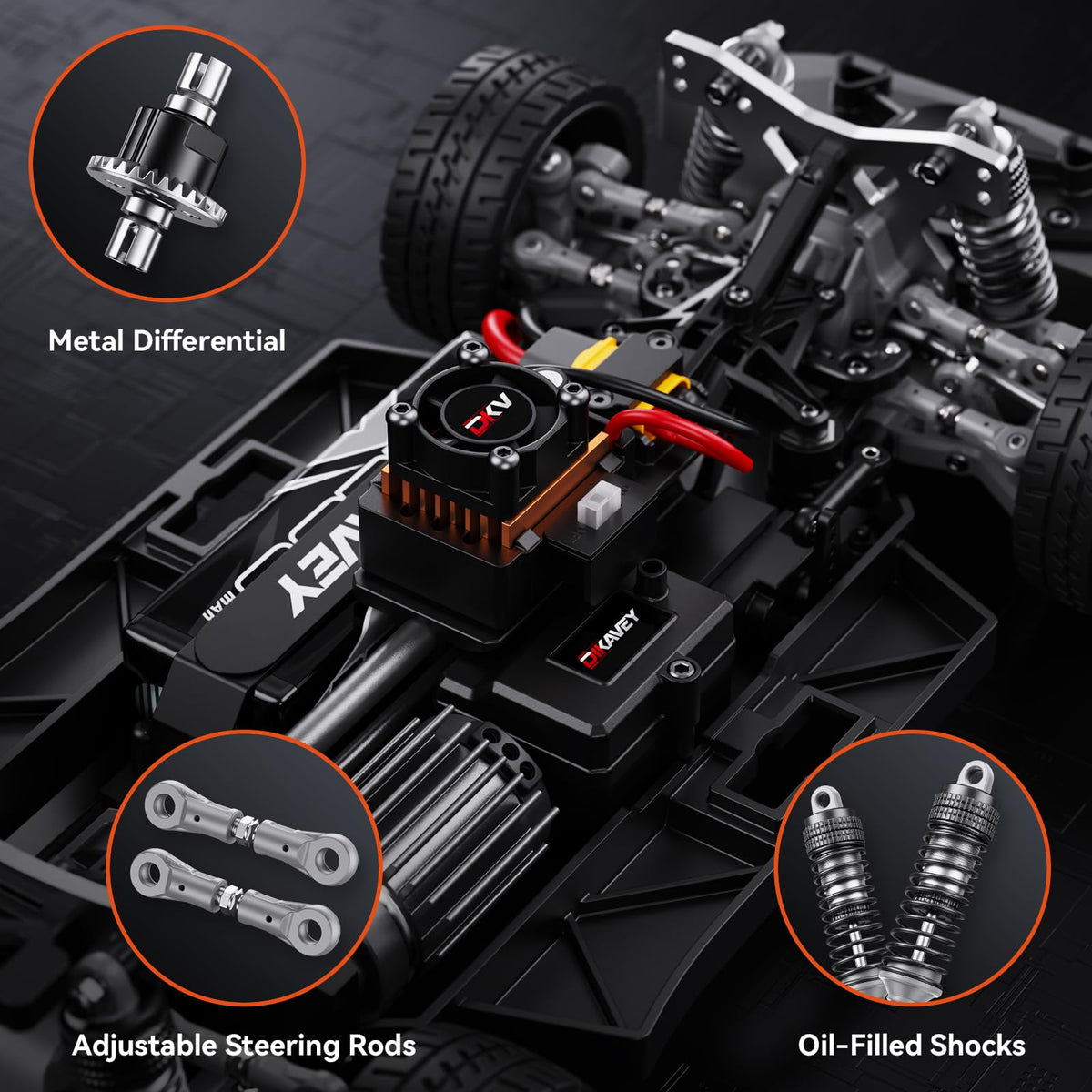 DIKAVEY 1:12 RC chassis and differential for 4x4 durability