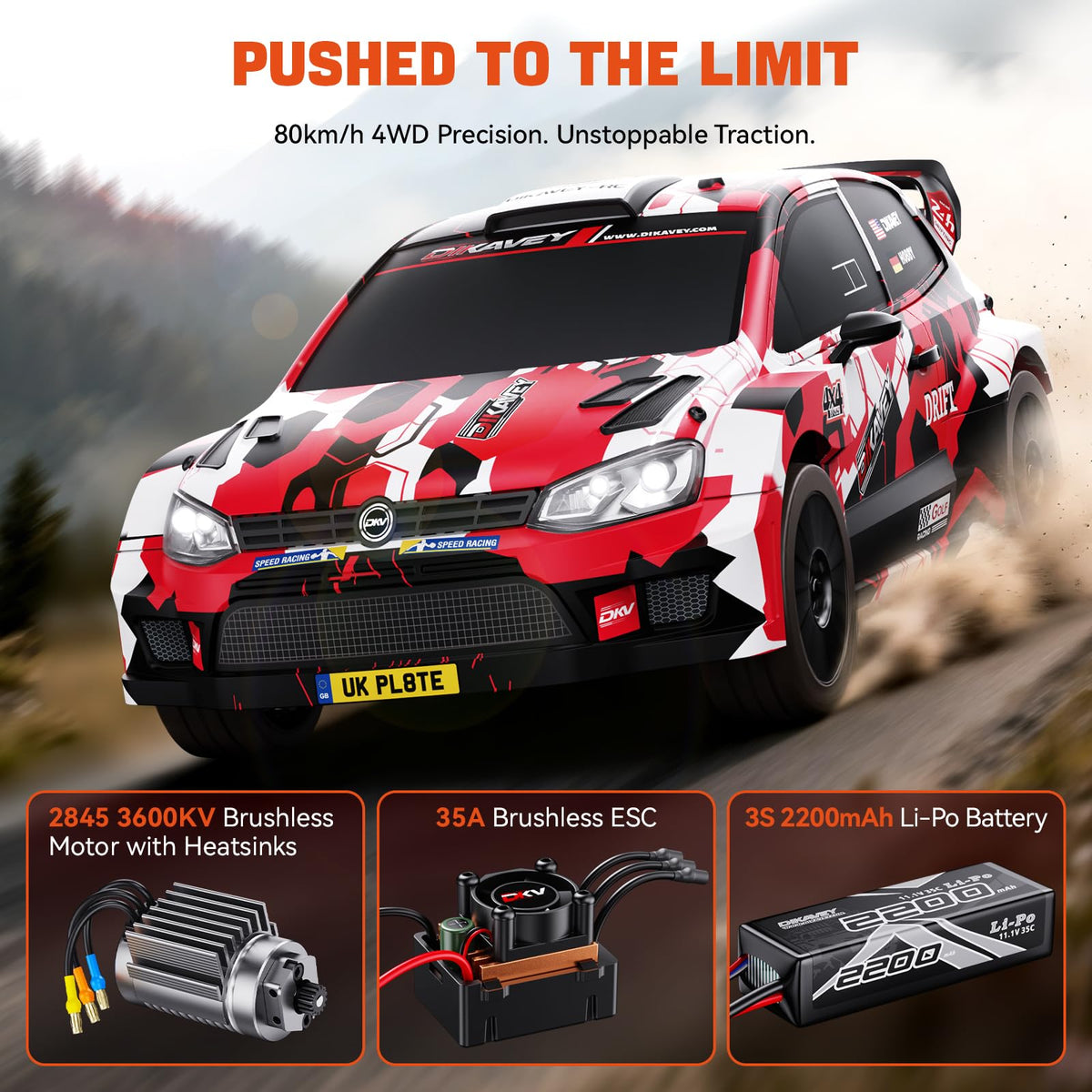 DIKAVEY 1:12 RC rally car side drift demonstrates precise handling and control